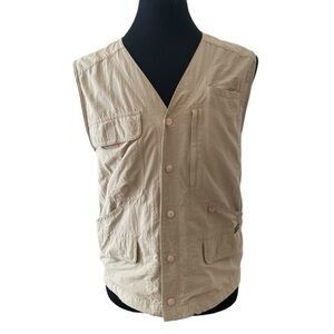 Royal Robbins Mens Utility Photography Khaki Vest Size Medium Safari Travel Tan